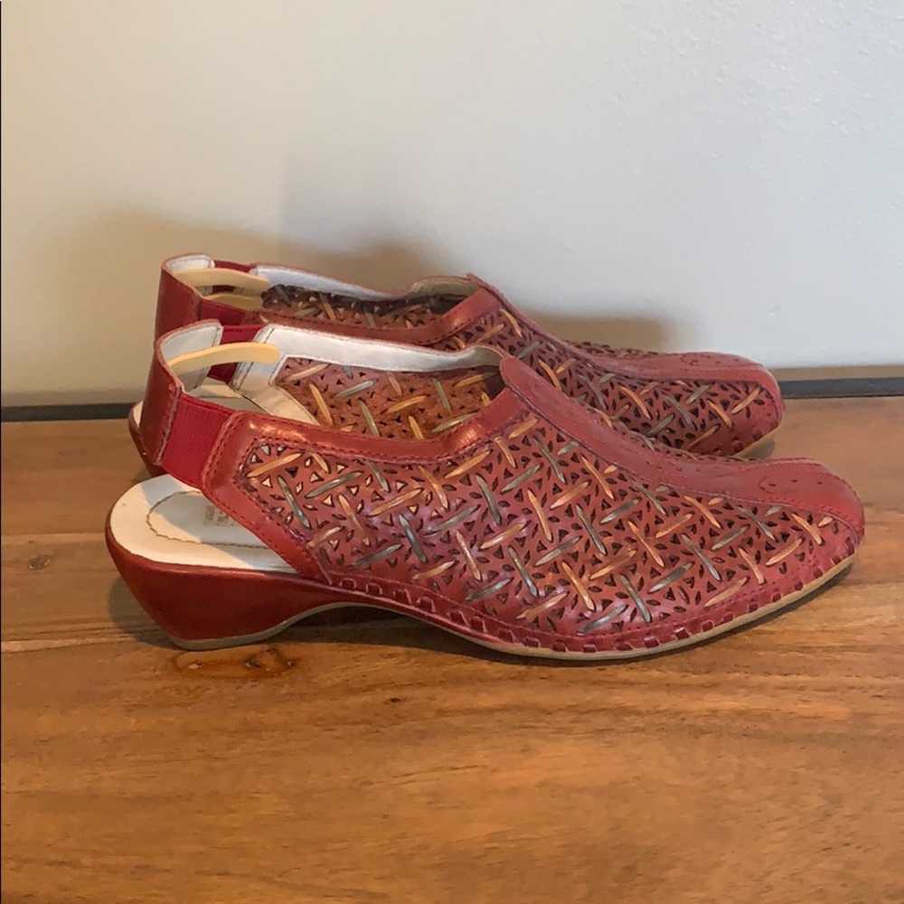 PIKOLINOS Woven Slingback Shoes Red Multi Colored